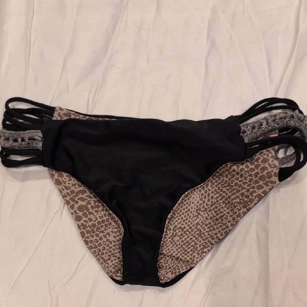 Acacia Swimwear Tan and Black Bikini Bottom